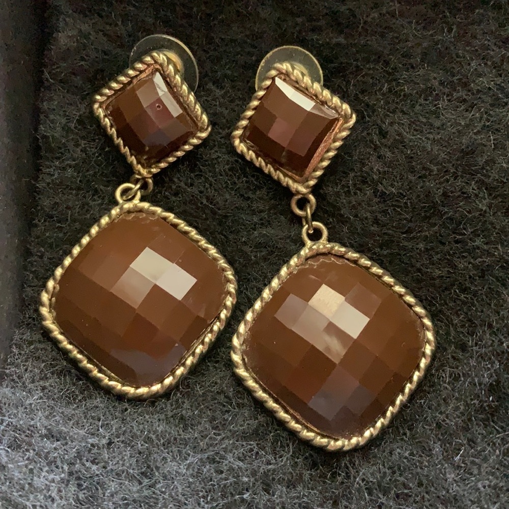 Brown and gold detailed earrings